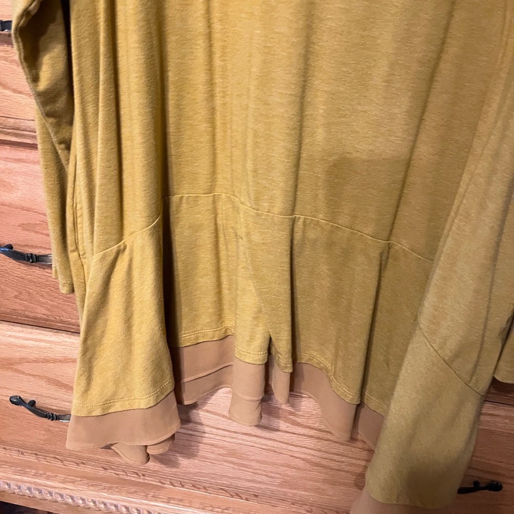 LOGO by Lori Goldstein Mustard Long Sleeve Tunic Top - Picture 2 of 5